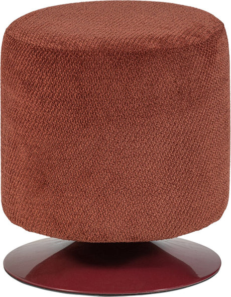 Pufa Woood Island z obrotową podstawą - bouclé - bordowa czerwień - 47x39x39