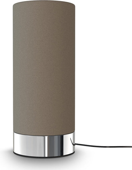 B.K.licht - klasyczna lampa stołowa - ściemniana dotykiem - lampka nocna w kolorze taupe - do sypialni - oprawa E14 - wys.: 24,5cm