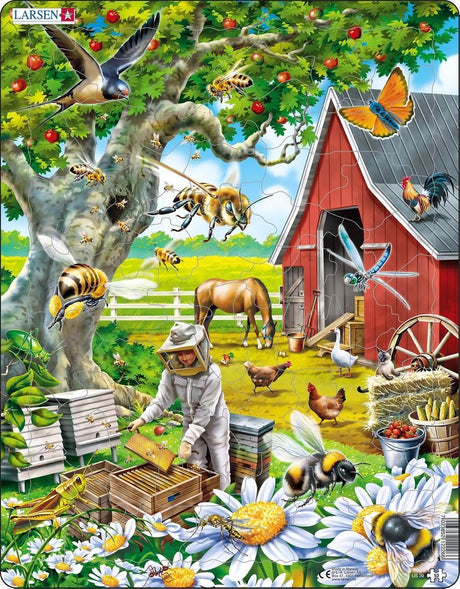 Larsen puzzle zwierzęta - pszczelarz z pszczołami, 53 elementy.