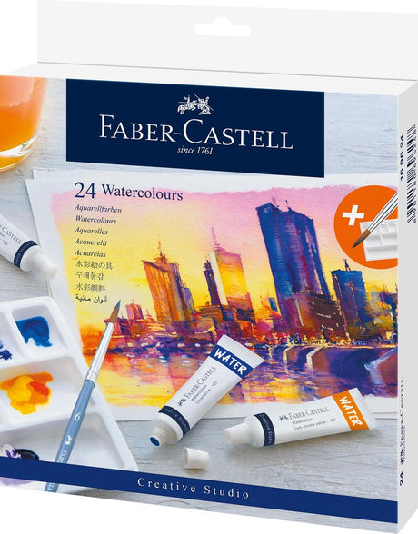 Farba akwarelowa Faber Castell FC-169624 24 tubki + paleta do mieszania i pędzel