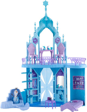 Mattel Disney Kraina Lodu Pałac Elsy – 5 placów zabaw ze zjeżdżalnią, balkonem i olafem - 75 cm
