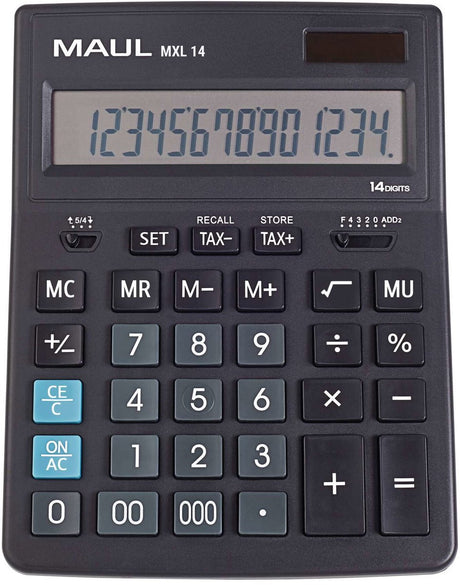 Kalkulator biurkowy Maul mxl 14 wyświetlacz LCD 1-liniowy, 14 cyfr bateria słoneczna 20,5 x 15,5 x 3,5 cm czarny