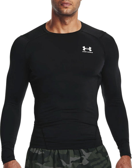 Męska koszulka sportowa Under Armour UA HG Armor Comp LS-BLK w kolorze czarno-białym
