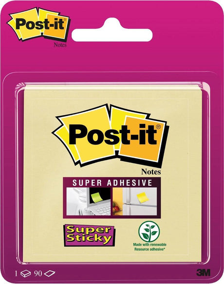 Karteczki samoprzylepne typu post-it, ft 76 x 76 mm, żółte, blister po 90 arkuszy
