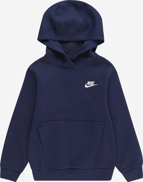 Nike k nsw club flc hdy lbr unisex sporttrui - navy - wit - maat s