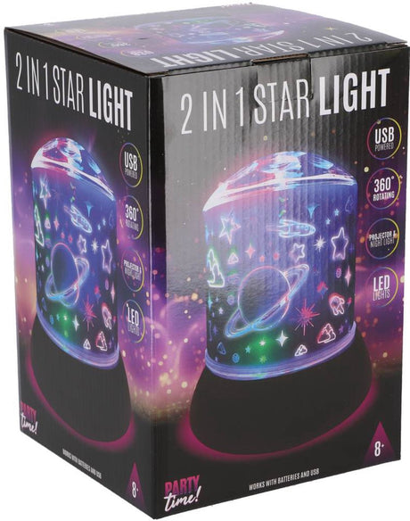 Czas na imprezę! Lampka gwiazdowa LED 2 w 1 na imprezę z czarną podstawą
