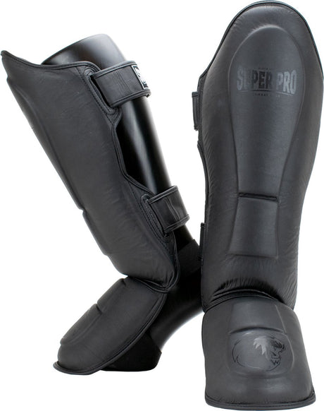 Super pro combat gear lederen scheenbeschermer guardian grijs small s