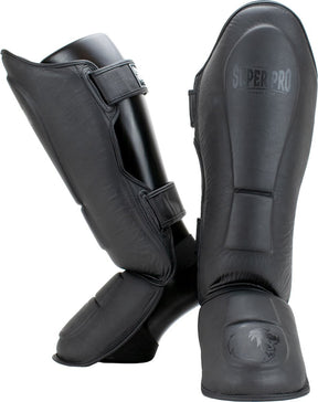 Super pro combat gear lederen scheenbeschermer guardian grijs extra large