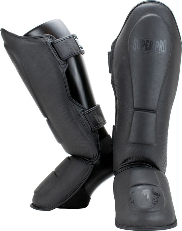 Super pro combat gear lederen scheenbeschermer guardian grijs extra large