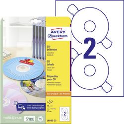 Etykiety na płyty CD Avery L6043-25 117mm białe