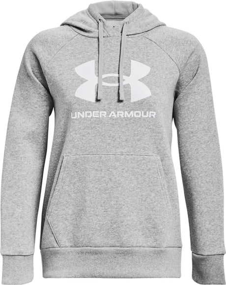 Damski sweter sportowy Under Armour UA Rival Fleece Big Logo HD – szaro – biały