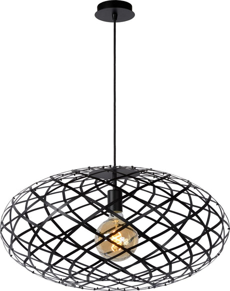 Lucide wolfram - lampa wisząca - ø 65 cm - 1xe27 - czarna