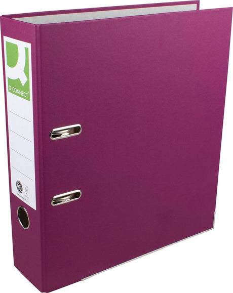 Segregator Q-connect, format A4, wykonany z papieru Recycolor, grzbiet 8 cm, kolor fioletowy
