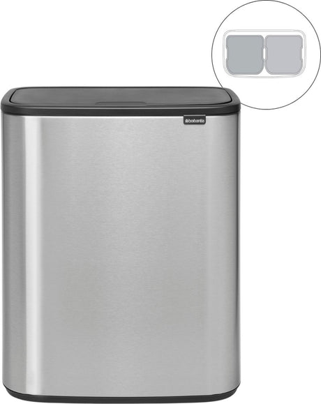 Kosz na śmieci Brabantia bo touch - 2 x 30 litrów - segregacja śmieci - stal matowa odporna na odciski palców