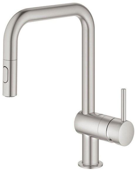 Bateria kuchenna Grohe Minta - z wyciąganą główką prysznicową - 2 rodzaje strumienia - stal nierdzewna (supersteel)