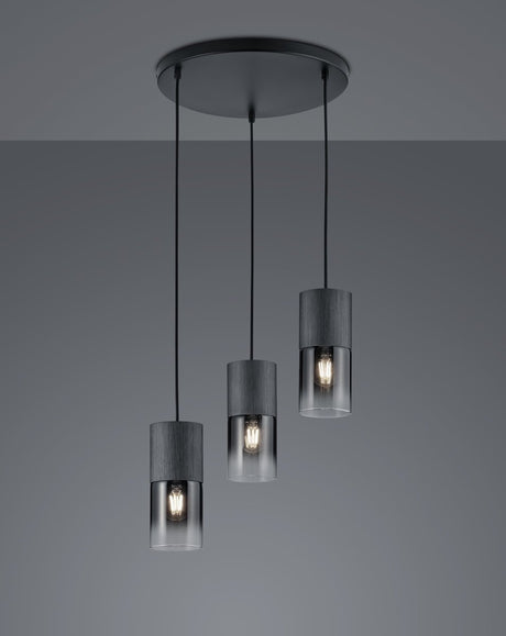 Trio robin - lampa wisząca - czarny mat - wył. 3x e27 28w