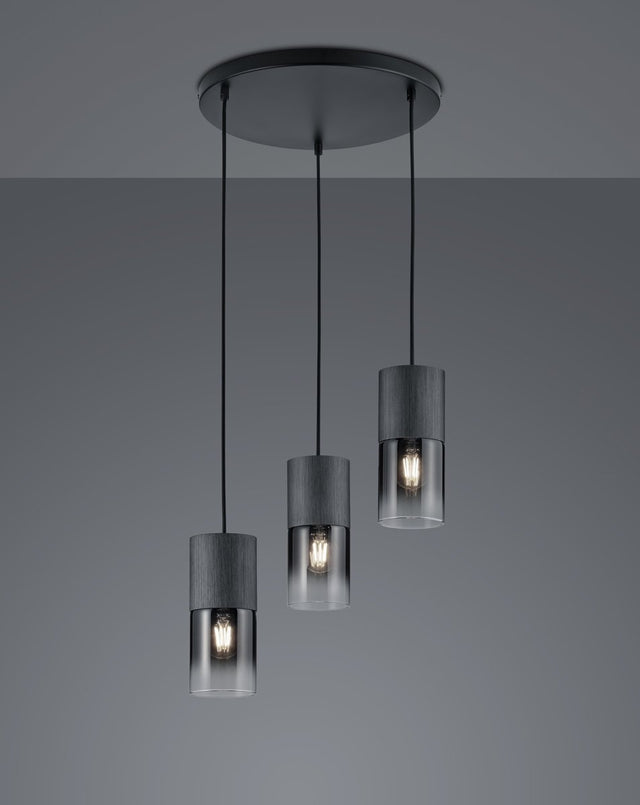 Trio robin - lampa wisząca - czarny mat - wył. 3x e27 28w