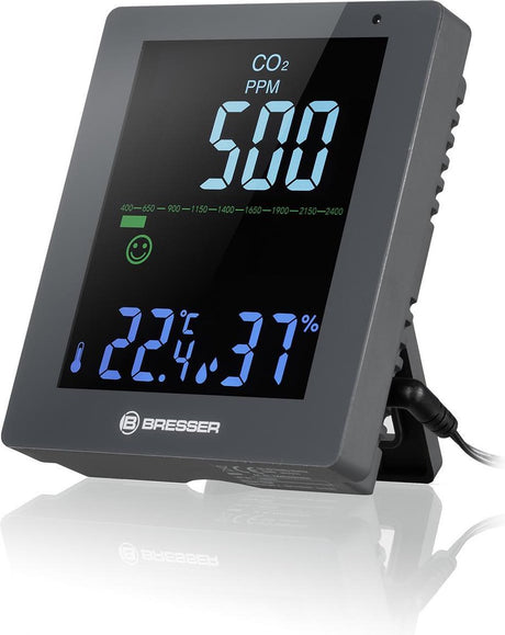 Bresser weerstation co²-meter - air quality monitor - grijs - met led-display