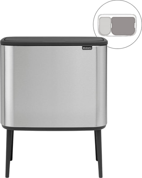Kosz na śmieci Brabantia bo touch - 11 + 23 litry - segregacja śmieci - stal matowa odporna na odciski palców