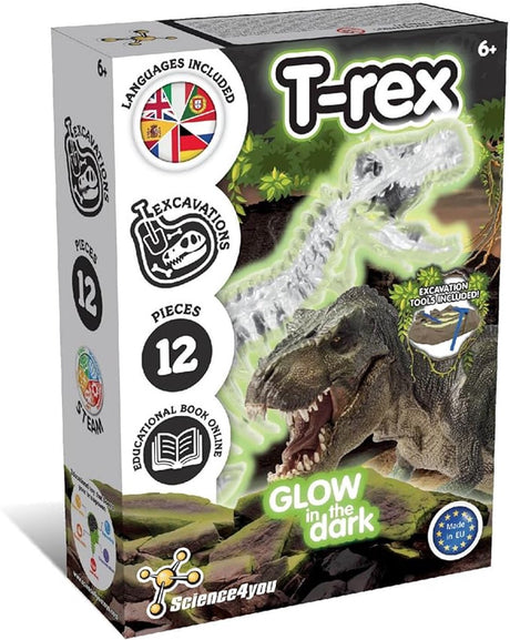 Science 4 you science4you świecące w ciemności wykopaliska skamieniałości t-rex – zestaw do wykopalisk skamielin dinozaurów – w tym dłuto – od 6 lat