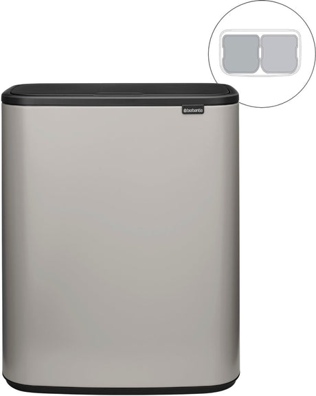 Kosz na śmieci Brabantia bo touch - 2 x 30 litrów - segregacja śmieci - miękki szary