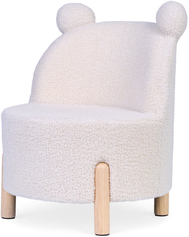 Childhome teddy kinderstoeltje - stoel voor kinderen in zachte teddystof met berenoortjes - frame van berkenhout - past bij de teddy wieg en kindertafel - voor kinderen vanaf 18 maanden - 45 x 45 x 56 cm - ecru naturel