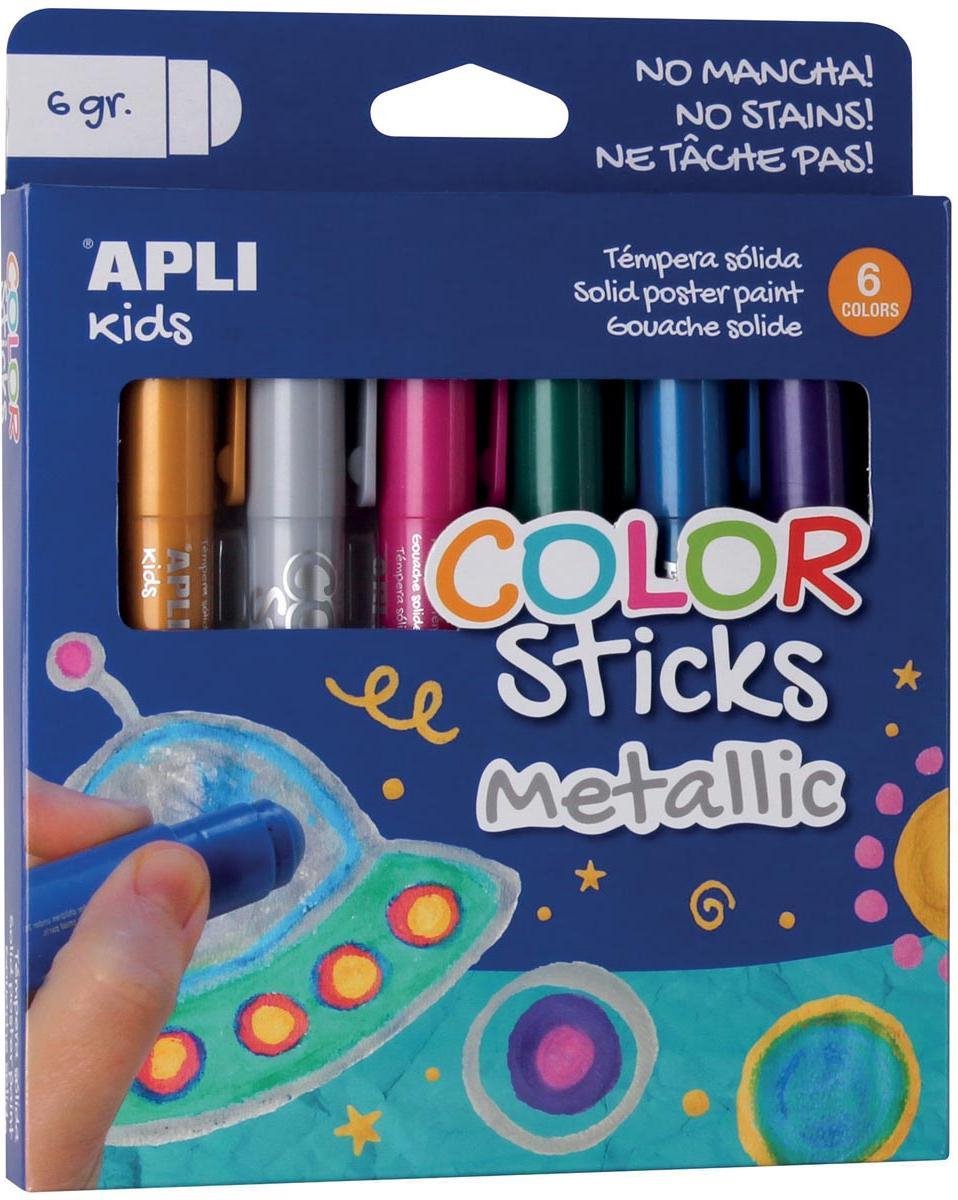 Apli kids verf color stick metallic 6x