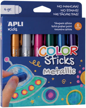 Apli kids verf color stick metallic 6x