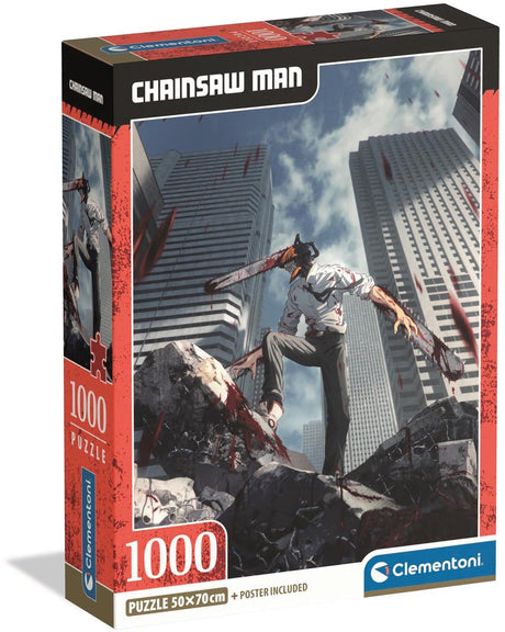 Clementoni - puzzle - 1000 elementów - człowiek z piłą łańcuchową - z plakatem - anime - od 14 lat