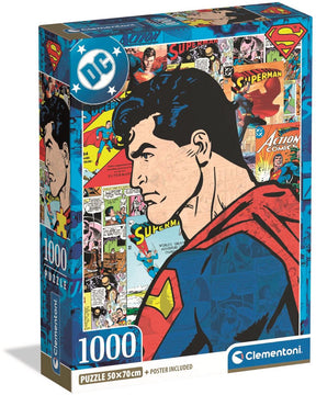 Clementoni - puzzle - superman - dc - 1000 elementów - z plakatem - od 18 lat