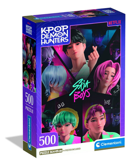 Puzzle Clementoni k-pop demon Hunters 500 elementów kompaktowych - układanka Kpop Huntrix - prezent hobby k pop dla dzieci powyżej 6 lat