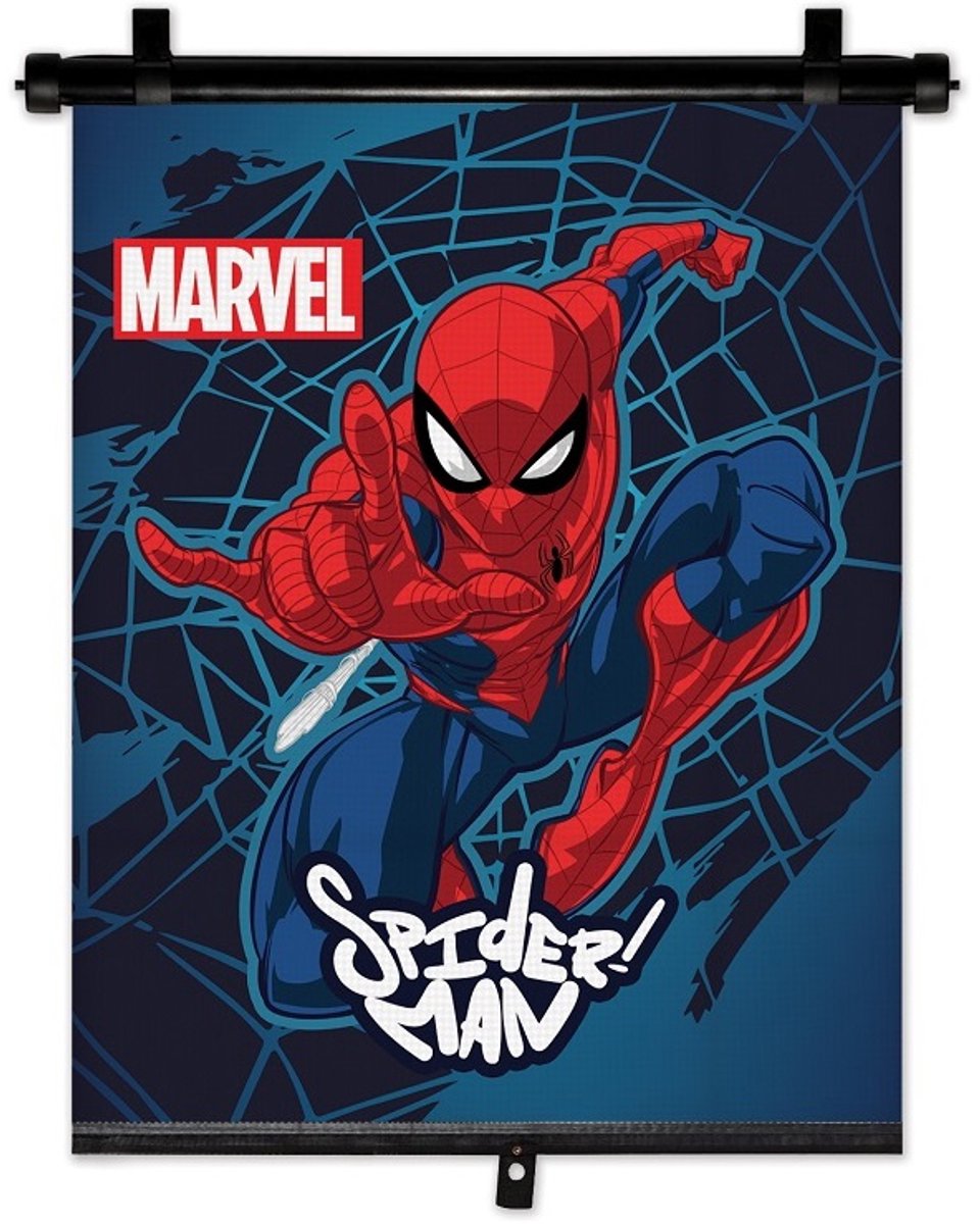 Amio Spider Man Rolowana osłona przeciwsłoneczna na szybę samochodową - 1 sztuka 36x45 cm - dziecięca osłona przeciwsłoneczna na tylną szybę na wakacje i do codziennego użytku
