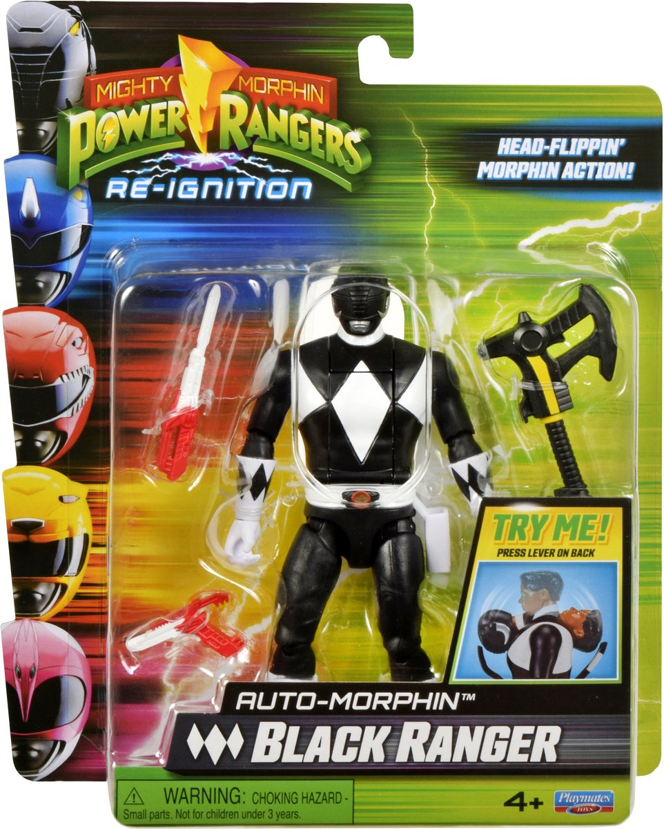 Power Rangers, towarzysze zabaw, potężna figurka Morfina, figurka auto-morphin, czarny strażnik, 12 cm