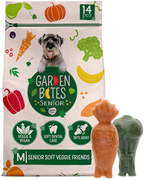 Garden Bits duvoplus - miękkie wegetariańskie przekąski dla psów - przysmaki dla psów - wegetariańskie bezglutenowe - senior medium 14szt