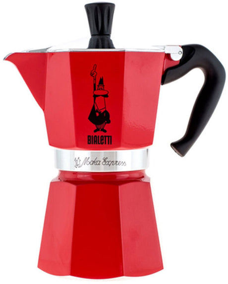 Bialetti moka express 6 filiżanek czerwona – dzbanek do espresso – aluminium – 270 ml