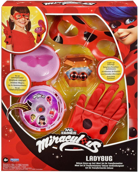 Bandai - Cudowna Biedronka - Zestaw do transformacji kostiumu Biedronki - Rękawiczki z maską telefonu Yoyo Świecące kolczyki - Zestaw cudownych akcesoriów - Zabawki dla dzieci w wieku 4 lat i + - P50619