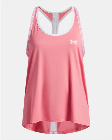 Dziewczęca sportowa koszulka Under Armour Tech Knockout Tank-pnk w kolorze słodko-gorzkim różowo-białym