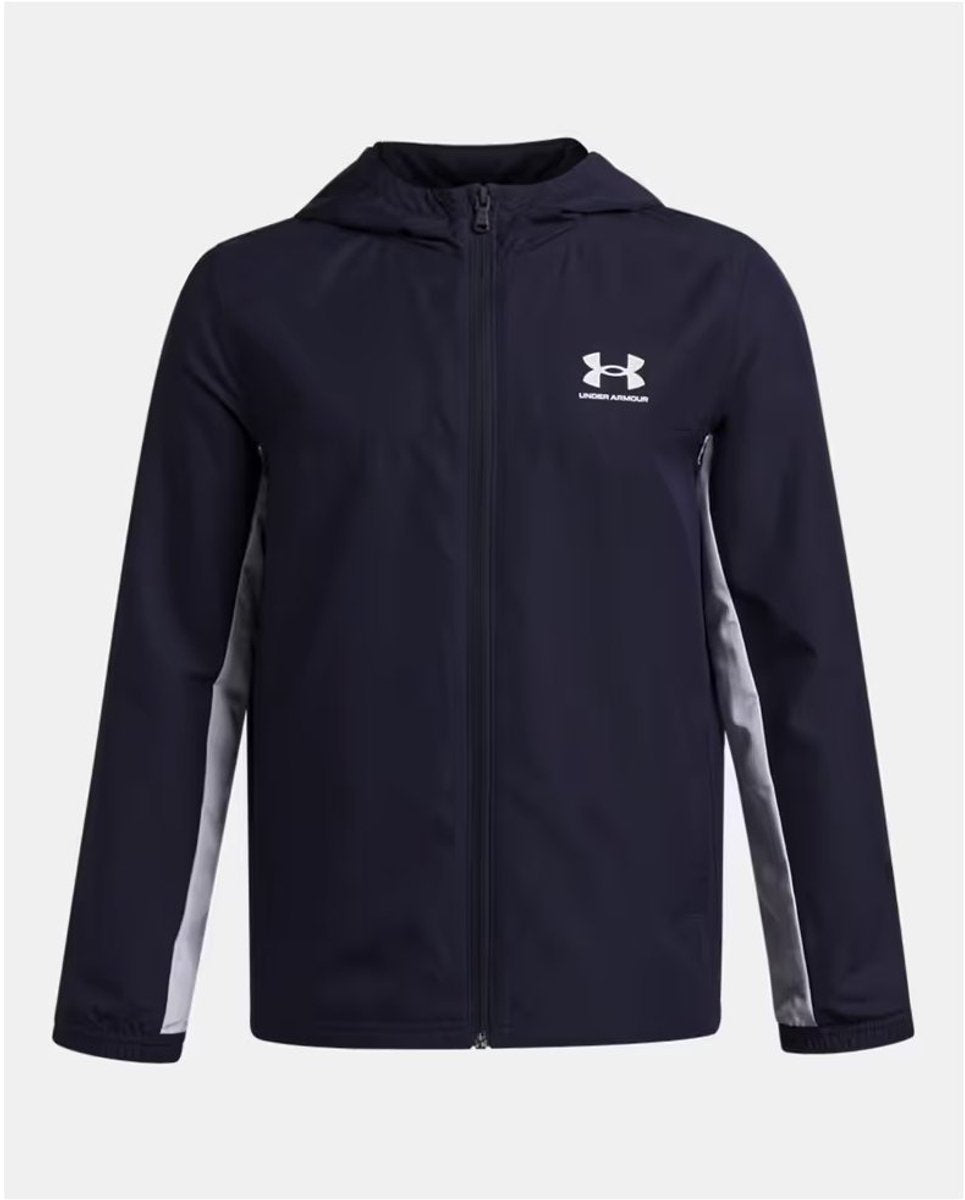 Under armour ua b rival wvn jacket-blu jongens sportshirt - midnight navy - wit 152