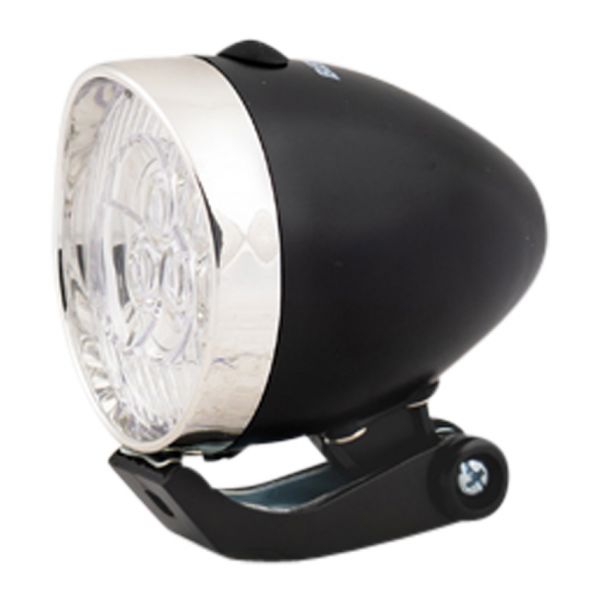 Reflektor rowerowy LED w kolorze chromowo-czarnym