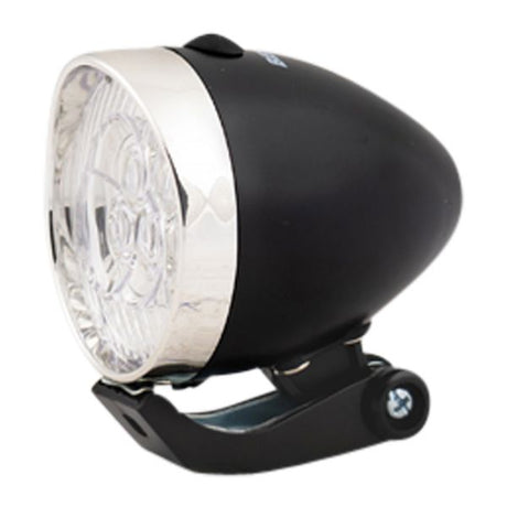 Reflektor rowerowy LED w kolorze chromowo-czarnym