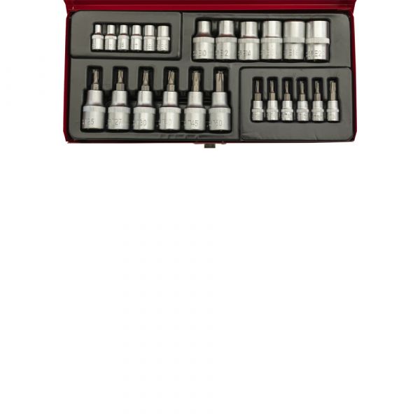 Zestaw nasadek+bitów 25 szt. 1 4 +1 2 torx*