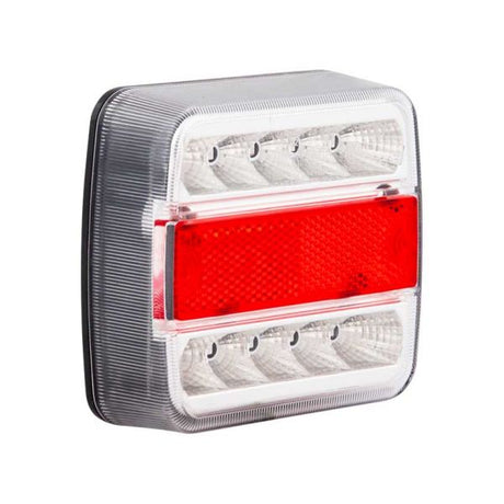 Lampa tylna podwozia przyczepy 98x105mm. LED biała l=r