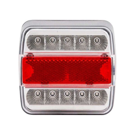 Lampa tylna podwozia przyczepy 98x105mm. LED biała l=r