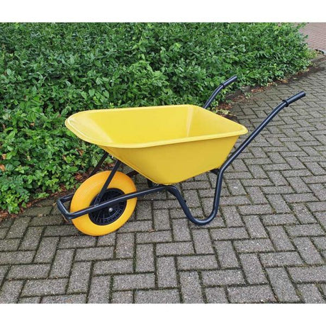 Pojemnik plastikowy żółty na taczkę 85 litrów HQ zapobiegający wyciekom