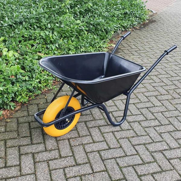 Pojemnik plastikowy czarny na taczkę 85 litrów HQ zapobiegający wyciekom