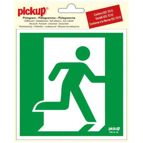 Naklejka na wyjście awaryjne prawa - 150x150 mm.