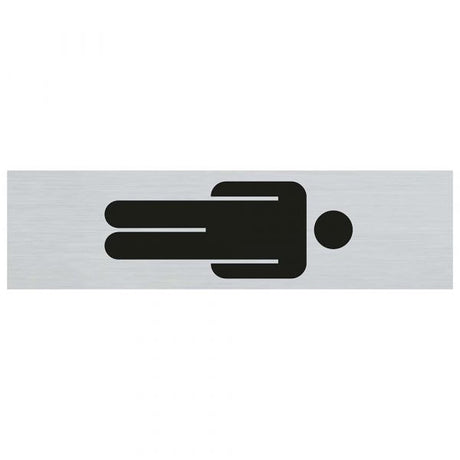 Znak męski o wyglądzie aluminium, symbol stojący - 165x44 mm, samoprzylepny.