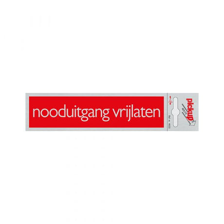 Aluminiowy znak otwierania wyjścia awaryjnego - 165x44 mm, samoprzylepny.