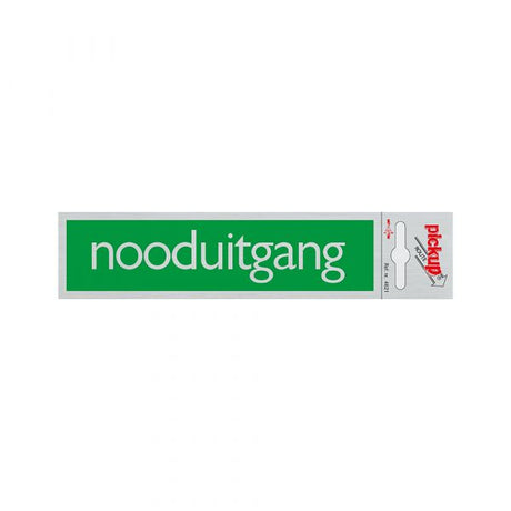 Aluminiowy znak wyjścia awaryjnego zielony - 165x44 mm samoprzylepny.