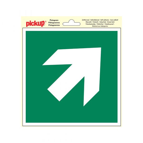 Naklejka drogi ucieczki strzałka ukośna - 200x200 mm.